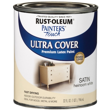 Rust-Oleum Interior/Exterior Paint, Satin, Heirloom White, Quart 240285